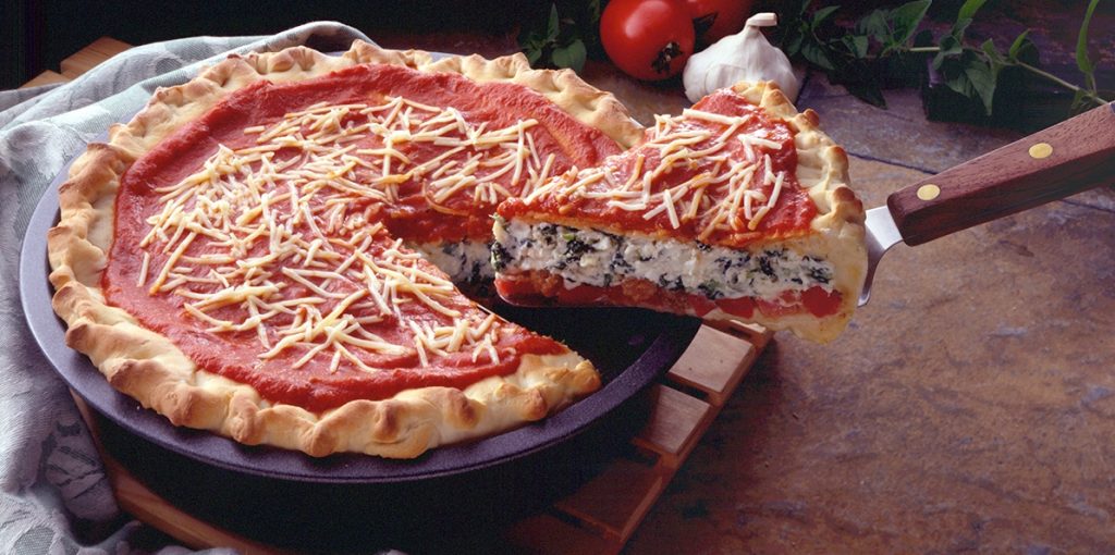 Фаршированная пицца со шпинатом